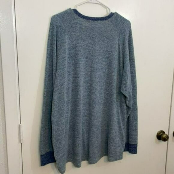 Gadewake Knit Top with Pockets, Very Soft, High - Low Hem, Heathered Blue, XXL - Picture 8 of 10